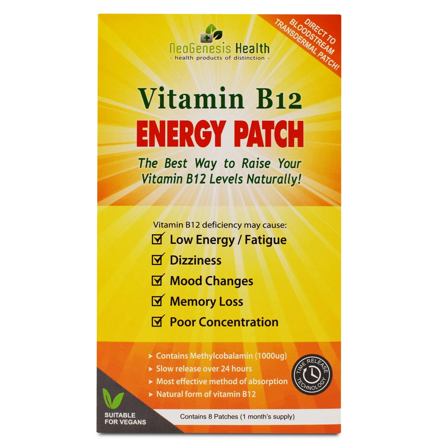 NeoGenesis Health Vitamin B12 Energy Patch with Folic Acid