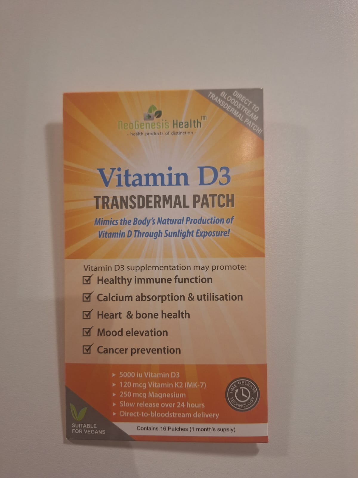 Vitamin D3 Transdermal Patch with Vitamin K2